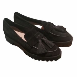 Via Spiga Giada Platform Loafer Tassel Suede Black